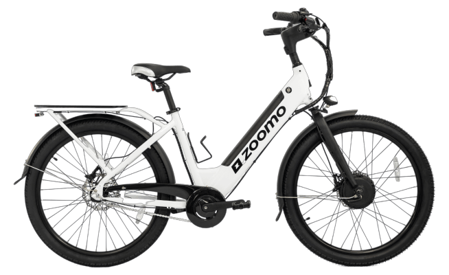 White zoomo bike horizontal view